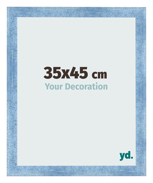Fotolijst 35x45cm Helder Blauw Geveegd MDF Pisa Voorzijde Maat | Yourdecoration.nl
