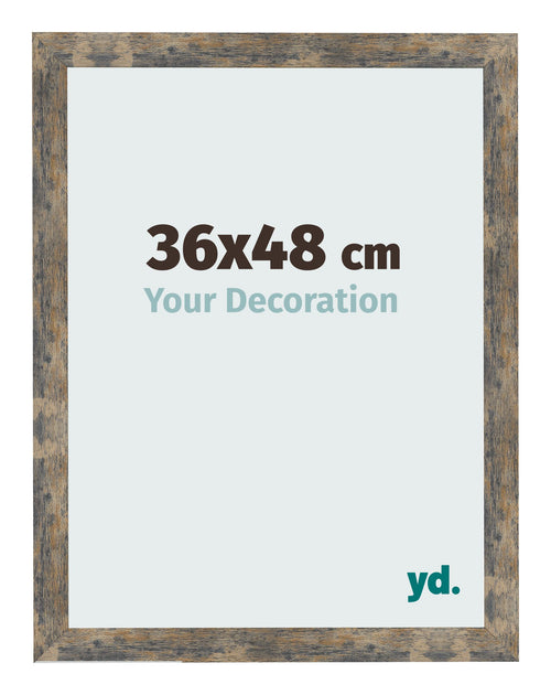 Fotolijst 36x48cm Blauw Goud Gemeleerd MDF Bologna Voorzijde Maat | Yourdecoration.nl