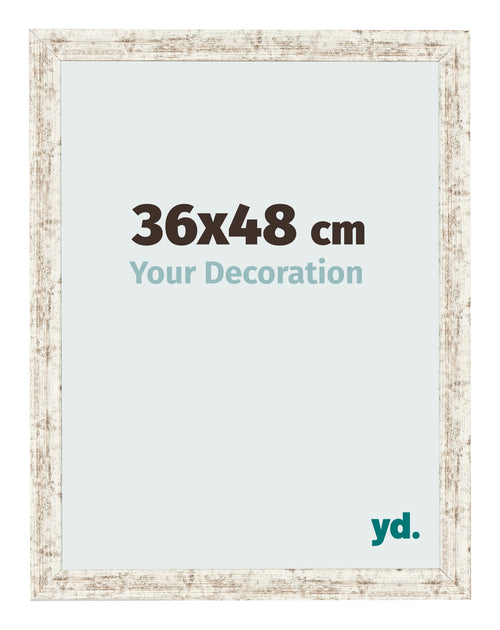 Fotolijst 36x48cm Wit Vintage MDF Bologna Voorzijde Maat | Yourdecoration.nl