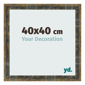 Fotolijst 40x40cm Blauw Goud Gemeleerd MDF Pisa Voorzijde Maat | Yourdecoration.nl