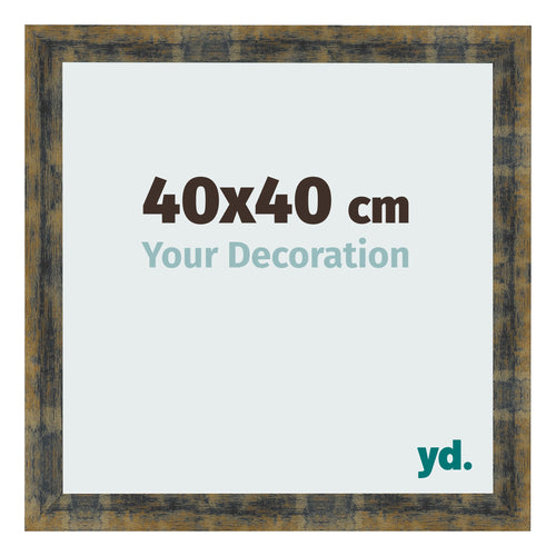 Fotolijst 40x40cm Blauw Goud Gemeleerd MDF Pisa Voorzijde Maat | Yourdecoration.nl