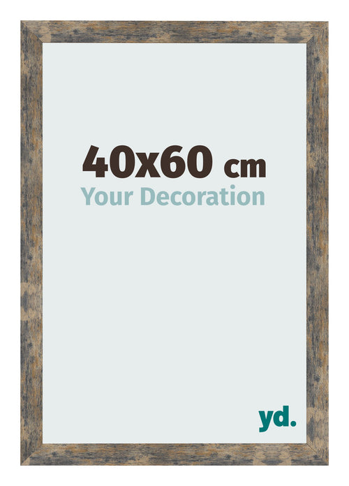 Fotolijst 40x60cm Blauw Goud Gemeleerd MDF Bologna Voorzijde Maat | Yourdecoration.nl