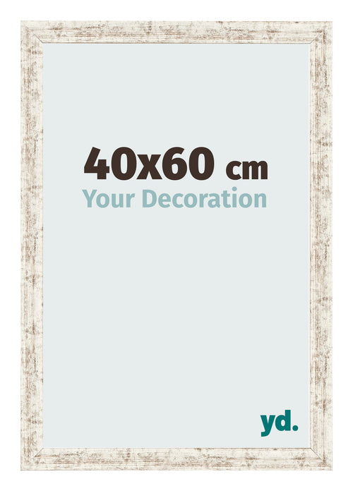 Fotolijst 40x60cm Wit Vintage MDF Bologna Voorzijde Maat | Yourdecoration.nl