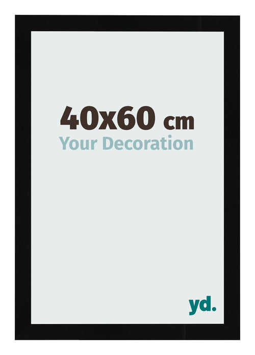Fotolijst 40x60cm Zwart Hoogglans MDF Bologna Voorzijde Maat | Yourdecoration.nl