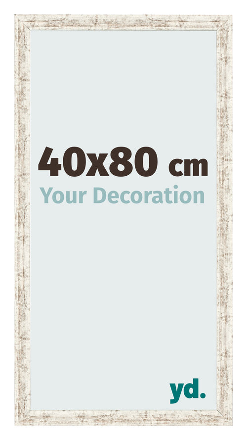 Fotolijst 40x80cm Wit Vintage MDF Bologna Voorzijde Maat | Yourdecoration.nl