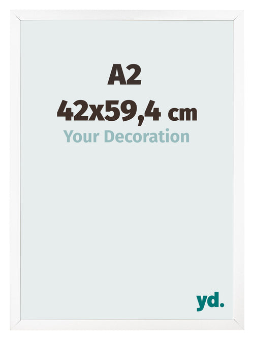 Fotolijst 42x59 4 cm A2 Wit Mat MDF Bologna Voorzijde Maat | Yourdecoration.nl