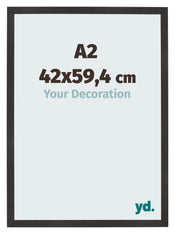 Fotolijst 42x59 4 cm A2 Zwart Mat MDF Bologna Voorzijde Maat | Yourdecoration.nl