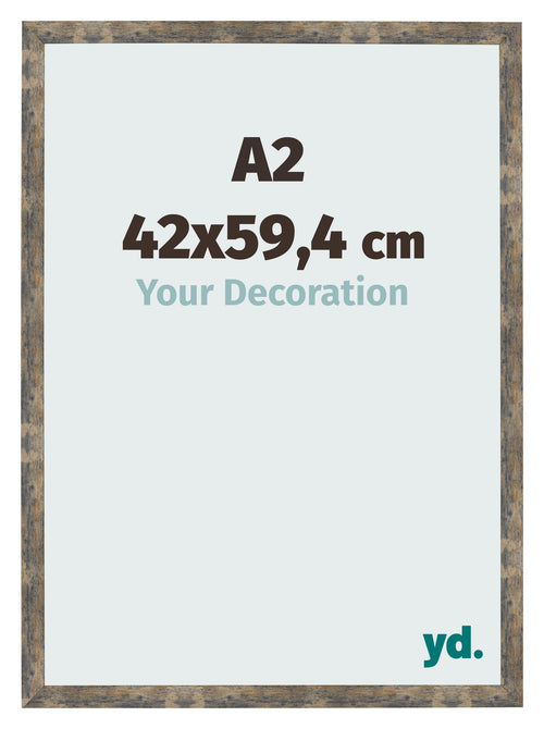 Fotolijst 42x59 4cm A2 Blauw Goud Gemeleerd MDF Bologna Voorzijde Maat | Yourdecoration.nl