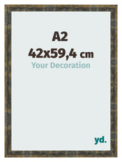 Fotolijst 42x59 4cm A2 Blauw Goud Gemeleerd MDF Pisa Voorzijde Maat | Yourdecoration.nl