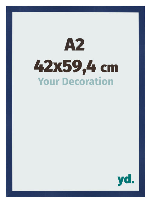 Fotolijst 42x59 4cm A2 Donkerblauw Geveegd MDF Bologna Voorzijde Maat | Yourdecoration.nl