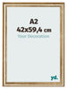 Fotolijst 42x59 4cm A2 Goud Antiek MDF Lazio Voorzijde Maat | Yourdecoration.nl