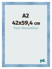 Fotolijst 42x59 4cm A2 Helder Blauw Geveegd MDF Pisa Voorzijde Maat | Yourdecoration.nl