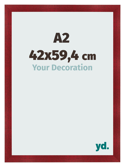 Fotolijst 42x59 4cm A2 Wijnrood Geveegd MDF Pisa Voorzijde Maat | Yourdecoration.nl