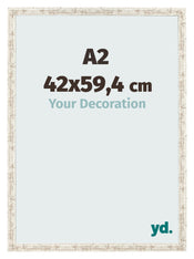 Fotolijst 42x59 4cm A2 Wit Vintage MDF Bologna Voorzijde Maat | Yourdecoration.nl