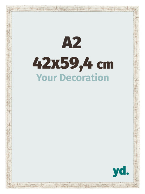 Fotolijst 42x59 4cm A2 Wit Vintage MDF Bologna Voorzijde Maat | Yourdecoration.nl