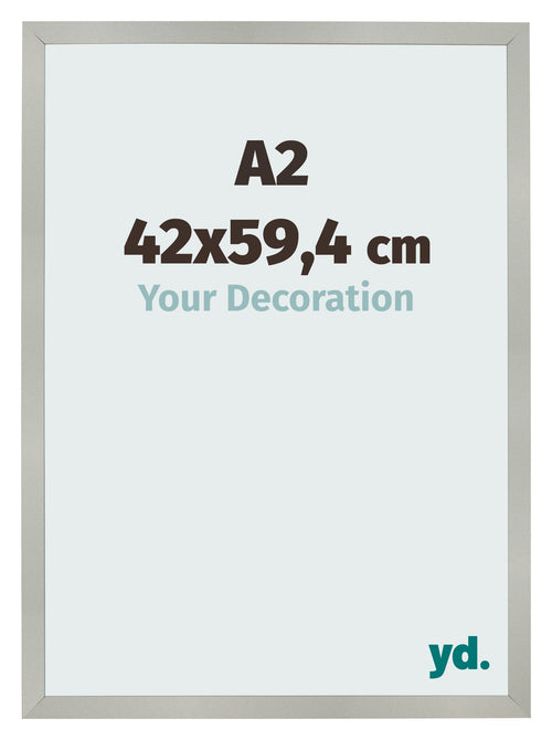 Fotolijst 42x59 4cm A2 Zilver Mat MDF Bologna Voorzijde Maat | Yourdecoration.nl