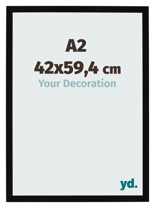Fotolijst 42x59 4cm A2 Zwart Hoogglans MDF Bologna Voorzijde Maat | Yourdecoration.nl