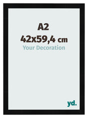 Fotolijst 42x59 4cm A2 Zwart Hoogglans MDF Pisa Voorzijde Maat | Yourdecoration.nl