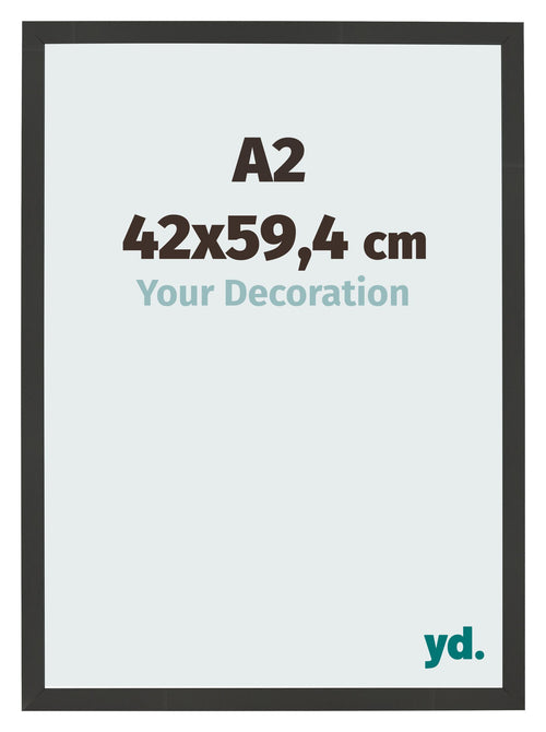 Fotolijst 42x59 4cm A2 Zwart Houtnerf MDF Bologna Voorzijde Maat | Yourdecoration.nl