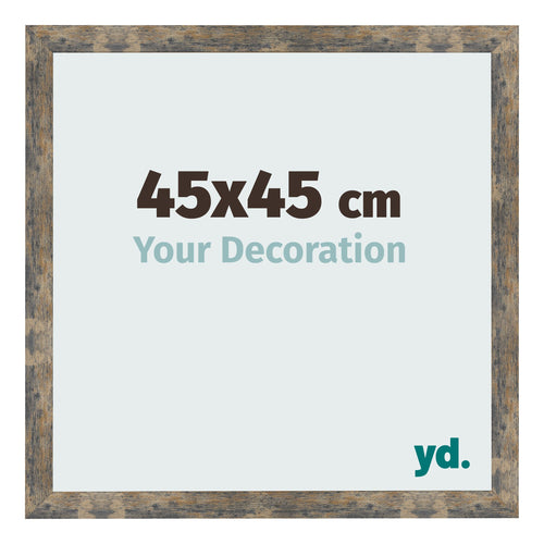 Fotolijst 45x45cm Blauw Goud Gemeleerd MDF Bologna Voorzijde Maat | Yourdecoration.nl