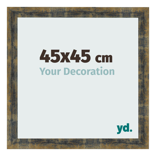 Fotolijst 45x45cm Blauw Goud Gemeleerd MDF Pisa Voorzijde Maat | Yourdecoration.nl
