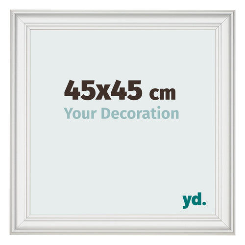 Fotolijst 45x45cm Wit Geveegd MDF Lazio Voorzijde Maat | Yourdecoration.nl