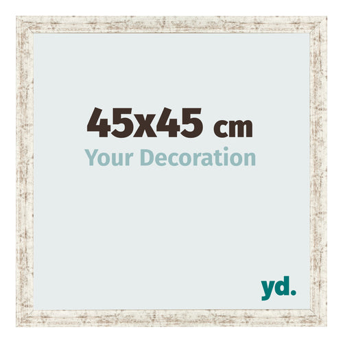 Fotolijst 45x45cm Wit Vintage MDF Bologna Voorzijde Maat | Yourdecoration.nl