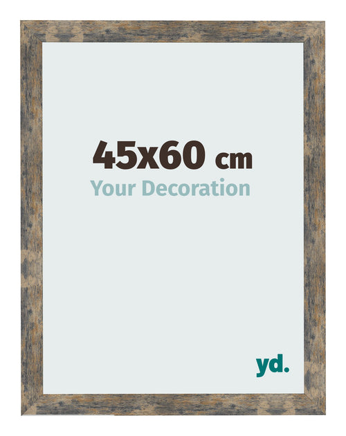 Fotolijst 45x60cm Blauw Goud Gemeleerd MDF Bologna Voorzijde Maat | Yourdecoration.nl