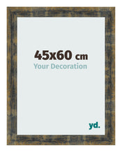 Fotolijst 45x60cm Blauw Goud Gemeleerd MDF Pisa Voorzijde Maat | Yourdecoration.nl
