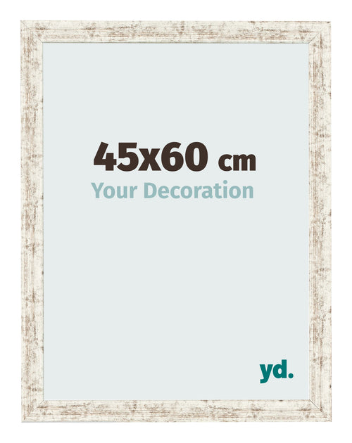 Fotolijst 45x60cm Wit Vintage MDF Bologna Voorzijde Maat | Yourdecoration.nl