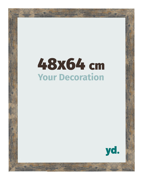 Fotolijst 48x64cm Blauw Goud Gemeleerd MDF Bologna Voorzijde Maat | Yourdecoration.nl