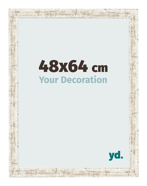 Fotolijst 48x64cm Wit Vintage MDF Bologna Voorzijde Maat | Yourdecoration.nl