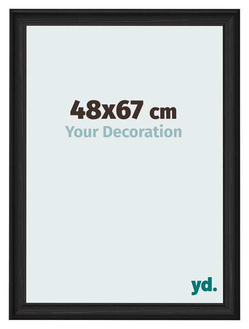 Fotolijst 48x67cm Zwart Houtnerf MDF Lazio Voorzijde Maat | Yourdecoration.nl