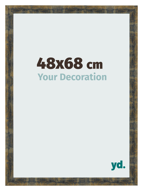 Fotolijst 48x68cm Blauw Goud Gemeleerd MDF Pisa Voorzijde Maat | Yourdecoration.nl