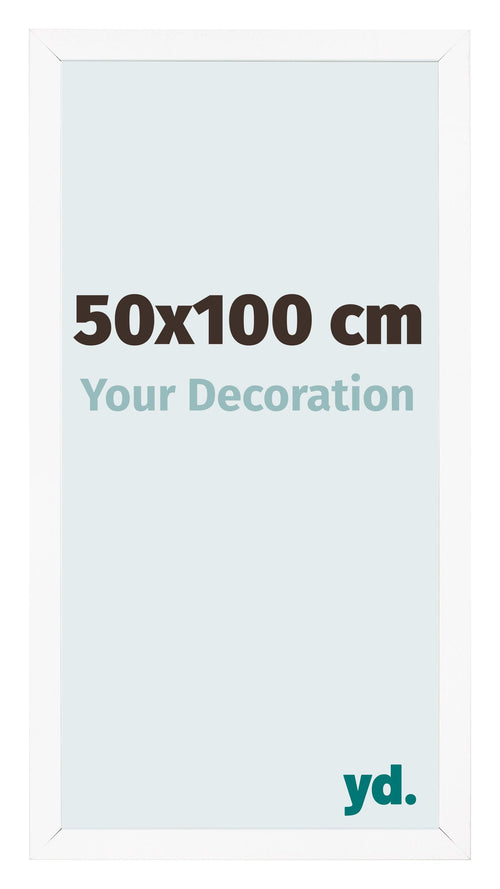 Fotolijst 50x100 cm Wit Mat MDF Bologna Voorzijde Maat | Yourdecoration.nl