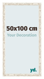 Fotolijst 50x100cm Wit Vintage MDF Bologna Voorzijde Maat | Yourdecoration.nl