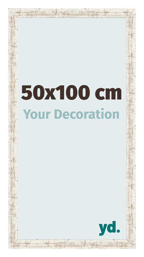 Fotolijst 50x100cm Wit Vintage MDF Bologna Voorzijde Maat | Yourdecoration.nl