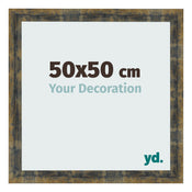 Fotolijst 50x50cm Blauw Goud Gemeleerd MDF Pisa Voorzijde Maat | Yourdecoration.nl