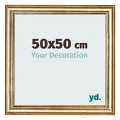 Fotolijst 50x50cm Goud Antiek MDF Lazio Voorzijde Maat | Yourdecoration.nl