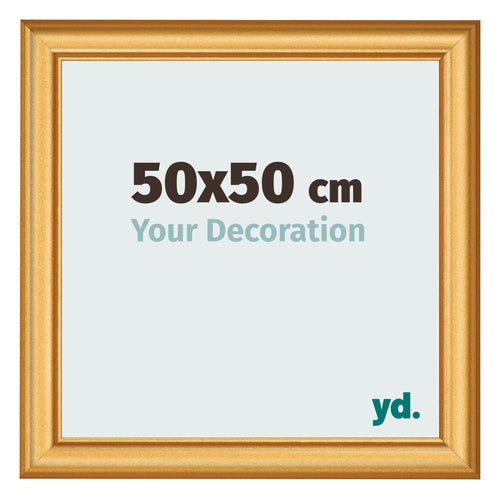 Fotolijst 50x50cm Goud Mat MDF Lazio Voorzijde Maat | Yourdecoration.nl