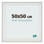 Fotolijst 50x50cm Wit Geveegd MDF Lazio Voorzijde Maat | Yourdecoration.nl