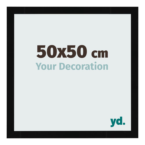 Fotolijst 50x50cm Zwart Hoogglans MDF Bologna Voorzijde Maat | Yourdecoration.nl