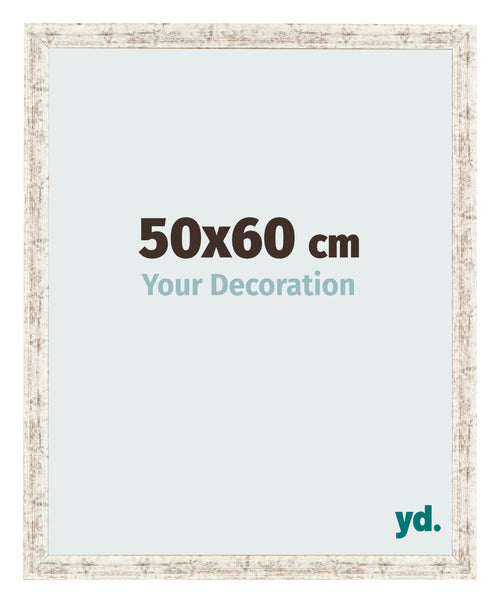Fotolijst 50x60cm Wit Vintage MDF Bologna Voorzijde Maat | Yourdecoration.nl