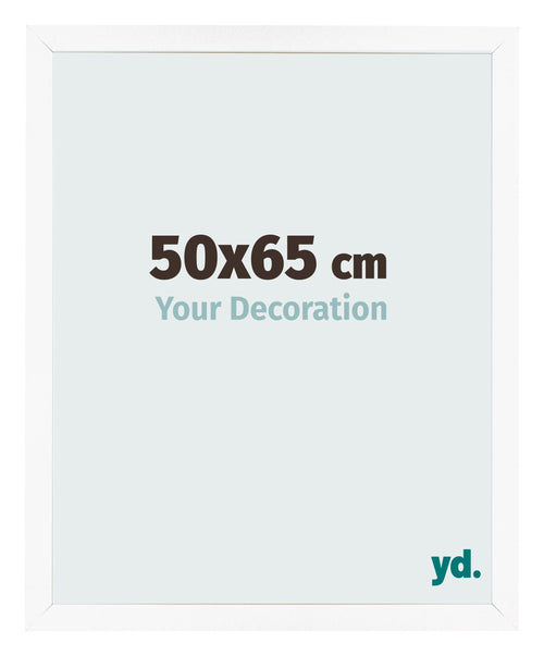 Fotolijst 50x65 cm Wit Mat MDF Bologna Voorzijde Maat | Yourdecoration.nl