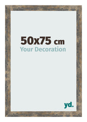 Fotolijst 50x75cm Blauw Goud Gemeleerd MDF Bologna Voorzijde Maat | Yourdecoration.nl