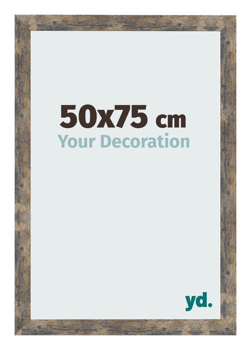 Fotolijst 50x75cm Blauw Goud Gemeleerd MDF Bologna Voorzijde Maat | Yourdecoration.nl