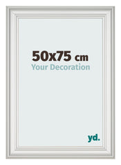 Fotolijst 50x75cm Wit Geveegd MDF Lazio Voorzijde Maat | Yourdecoration.nl