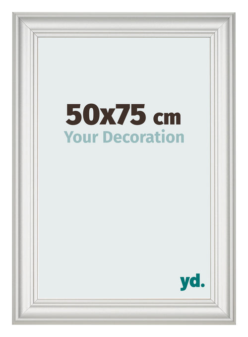 Fotolijst 50x75cm Wit Geveegd MDF Lazio Voorzijde Maat | Yourdecoration.nl