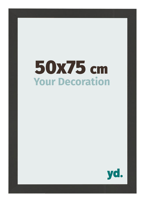 Fotolijst 50x75cm Zwart Houtnerf MDF Bologna Voorzijde Maat | Yourdecoration.nl