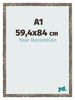 Fotolijst 59 4x84cm A1 Blauw Goud Gemeleerd MDF Bologna Voorzijde Maat | Yourdecoration.nl